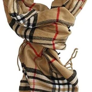 Classic Cashmere Feel Winter Scarf Super Soft Collection (CAMEL PLAID)