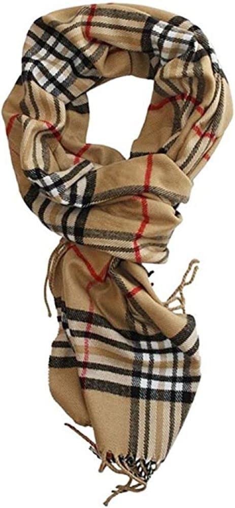 Classic Cashmere Feel Winter Scarf Super Soft Collection (CAMEL PLAID)