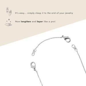 Honeycat Necklace & Bracelet Jewelry Extender Set 1", 3", 5" or 2", 4" 6" in Gold, Rose Gold, or Silver | (Silver 2/4/6)