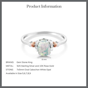 Gem Stone King 925 Silver and 10K Rose Gold Oval Gemstone Birthstone Engagement Ring | Oval 7X5MM | Wedding Engagement Anniversary Solitaire Promise Ring For Women