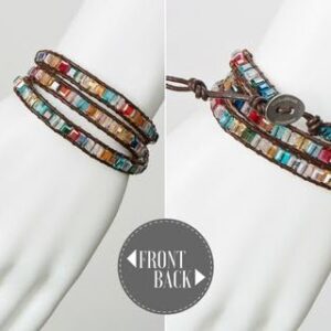 SPUNKYsoul 3 Wrap Dazzling Multi Color Crystal Leather Bracelet Collection