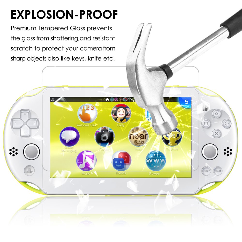 ProProtective Case for Sony Playstation Vita 2000 with Screen Protectors, AFUNTA Tempered Glass for Front Screen and PET Film for The Back, 1 Carrying EVA Case for PS Vita PSV Console