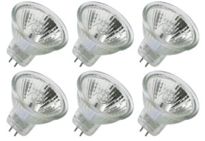 ctkcom mr11 12 volt 10 watt halogen light bulbs,30 degree beam spread precision halogen reflector fiber optic light bulb with glass cover,6 pack