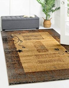 unique loom barista collection area rug - excelsa (9' x 12' rectangle, beige/ brown)