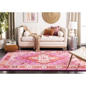 SAFAVIEH Bellagio Collection Accent Rug - 4' x 6', Red & Pink, Handmade Medallion Wool, Ideal for High Traffic Areas in Entryway, Living Room, Bedroom (BLG545B)