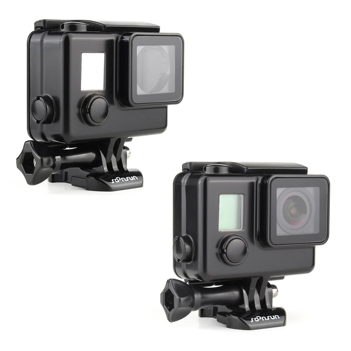 SOONSUN Blackout Standard Housing Case with LCD Touch Backdoor for GoPro Hero 4 3+ 3 Black Silver Action Camera