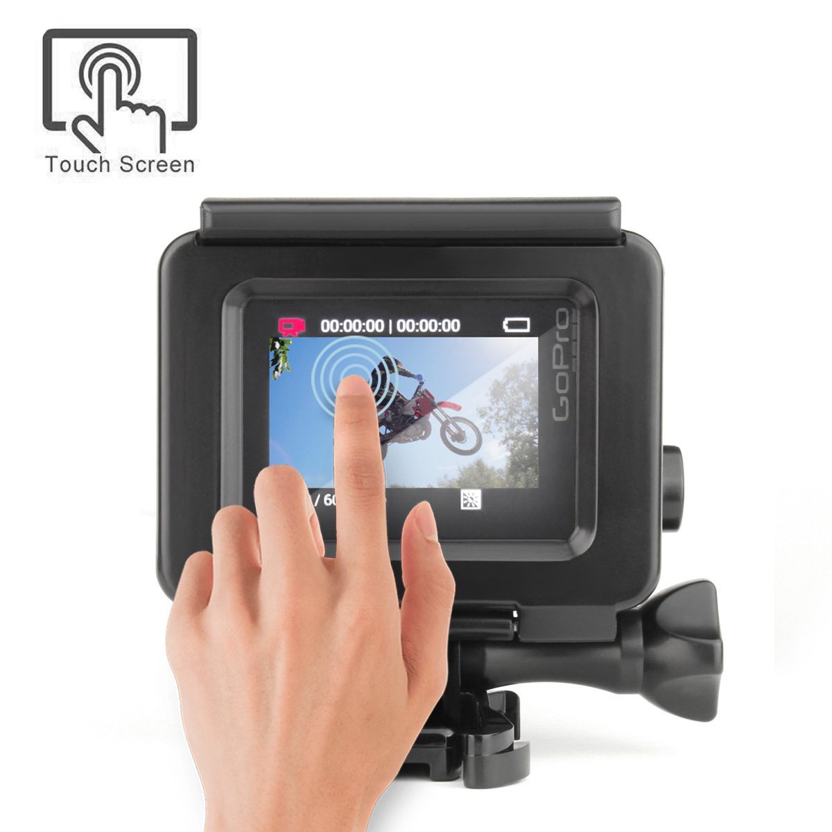 SOONSUN Blackout Standard Housing Case with LCD Touch Backdoor for GoPro Hero 4 3+ 3 Black Silver Action Camera