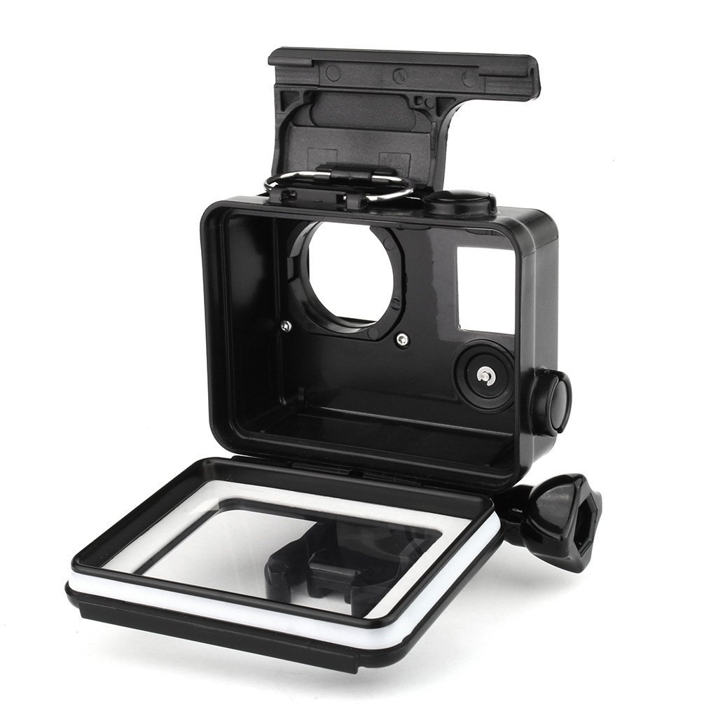 SOONSUN Blackout Standard Housing Case with LCD Touch Backdoor for GoPro Hero 4 3+ 3 Black Silver Action Camera