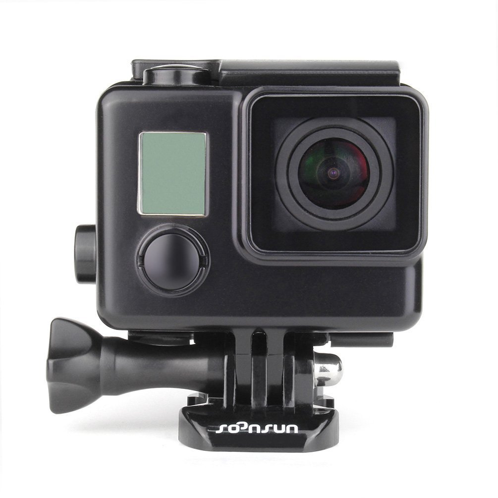 SOONSUN Blackout Standard Housing Case with LCD Touch Backdoor for GoPro Hero 4 3+ 3 Black Silver Action Camera