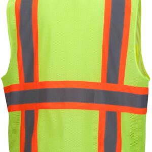 Pyramex Safety Hi-Viz All Mesh Safety Vest with Contrasting Reflective Tape, Lime, Large - RVZ2310L