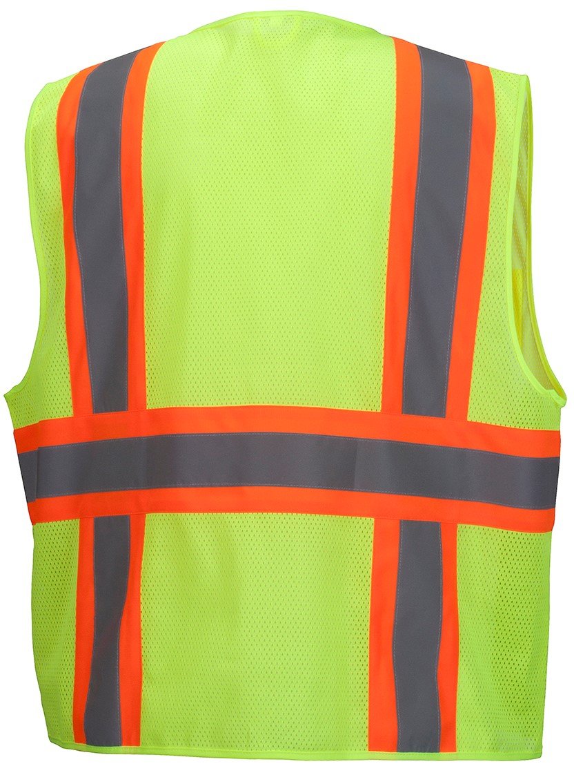 Pyramex Safety Hi-Viz All Mesh Safety Vest with Contrasting Reflective Tape, Lime, Large - RVZ2310L