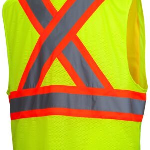 Pyramex Safety RCZ2410L RCZ24 Series Vest Hi-Vis Lime Vest with Contrasting Reflective Tape - Size Large