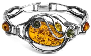 ian and valeri co. multicolor amber sterling silver large bangle bracelet 7.5 inches