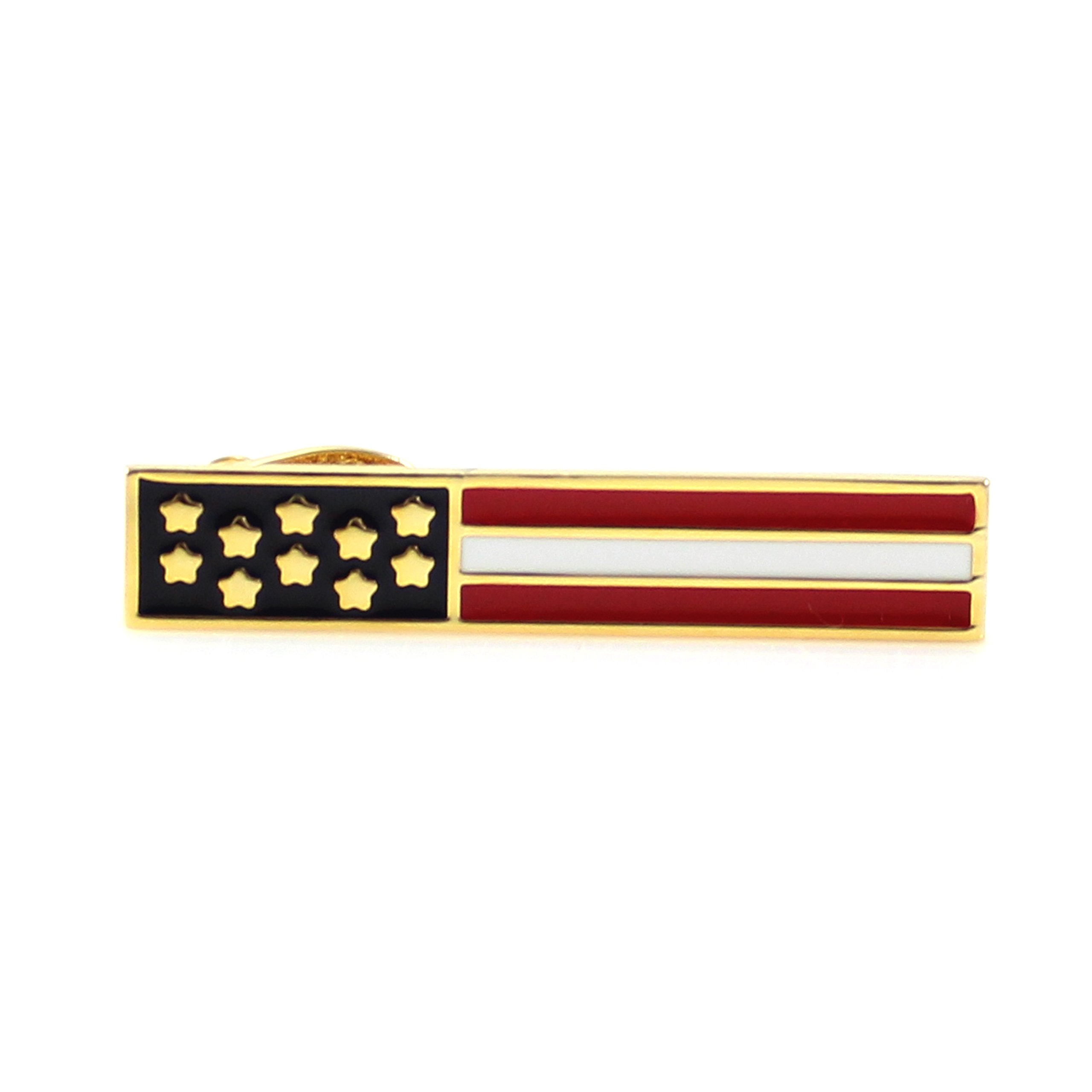 MENDEPOT American Flag Tie Clip USA Flag Tie Bar In Gift Box Men Patriotic Flag Clasp (Gold)