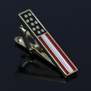 MENDEPOT American Flag Tie Clip USA Flag Tie Bar In Gift Box Men Patriotic Flag Clasp (Gold)