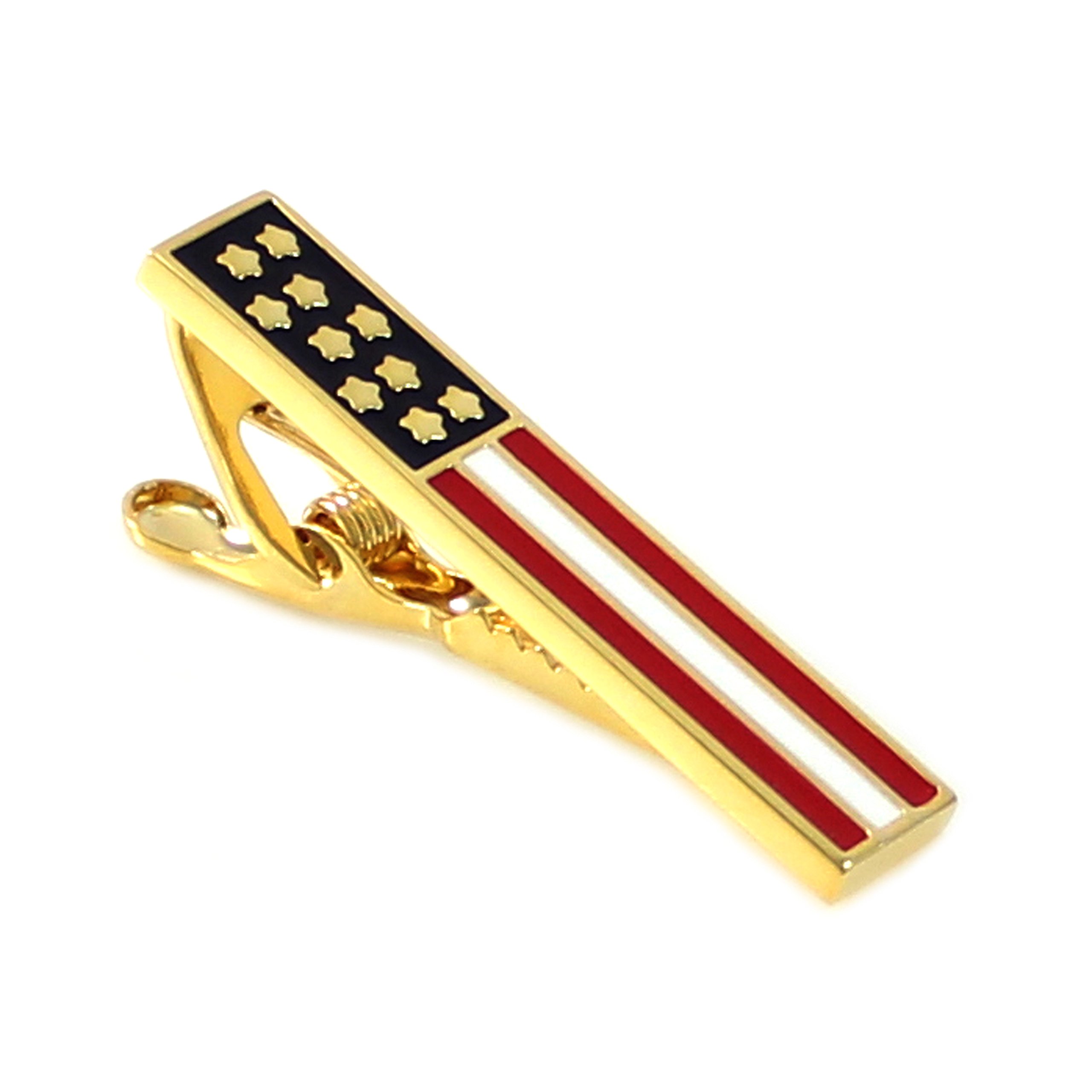 MENDEPOT American Flag Tie Clip USA Flag Tie Bar In Gift Box Men Patriotic Flag Clasp (Gold)