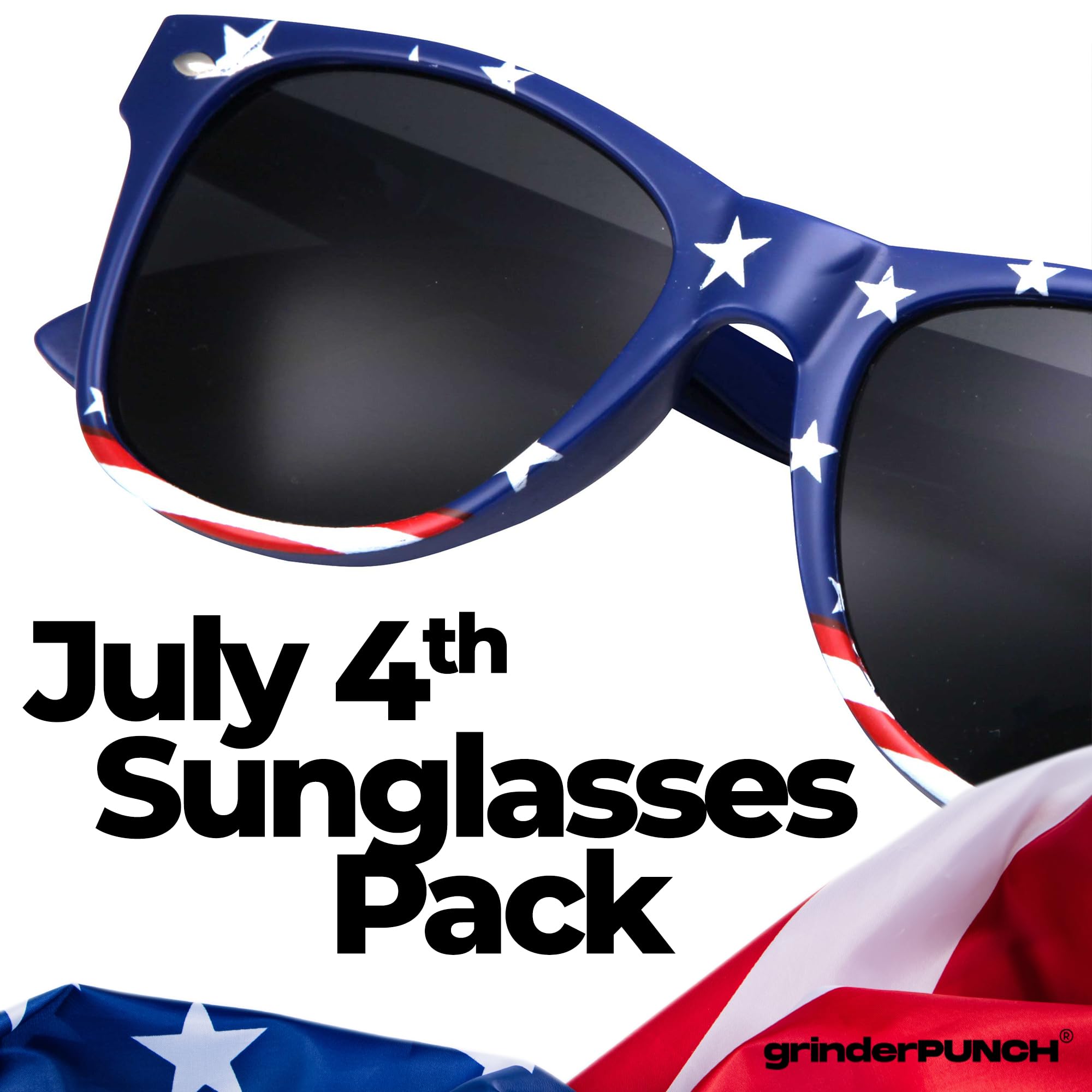 grinderPUNCH 2 Pairs Bulk American Sunglasses USA Flag Classic Patriot