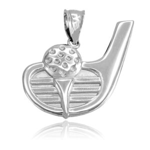 925 Sterling Silver Golf Ball and Putter Sports Charm Pendant