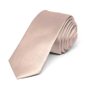 tiemart skinny solid color necktie, 2" width (blush pink)