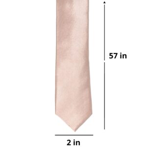 tiemart Skinny Solid Color Necktie, 2" Width (Blush Pink)