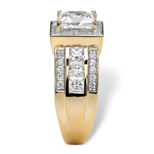 PalmBeach Yellow Gold-plated Sterling Silver Princess Cut Cubic Zirconia Halo Engagement Ring Sizes 6-10 Size 9