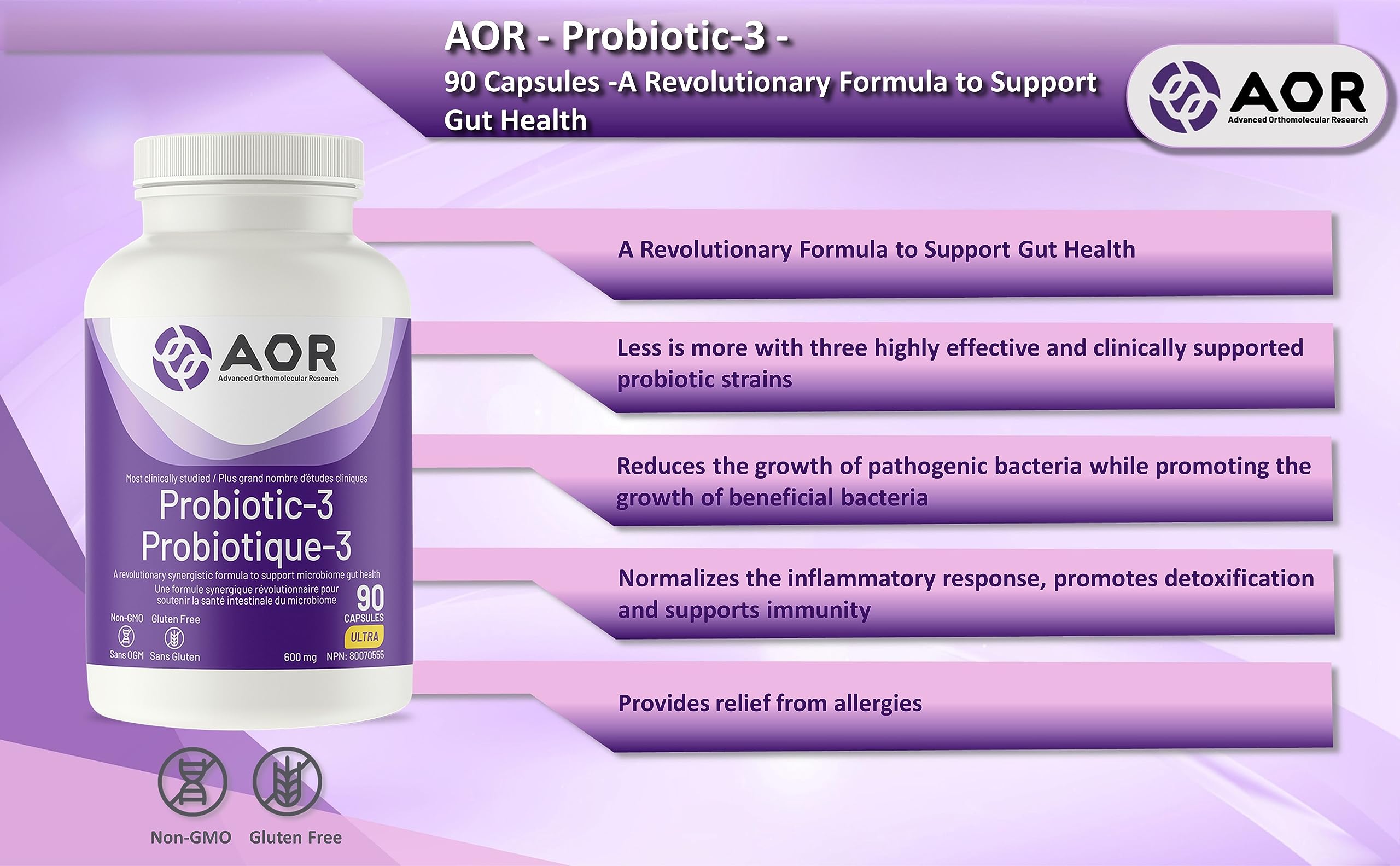 AOR - Probiotic-3 90 Capsules - A Revolutionary Formula to Support Gut Health