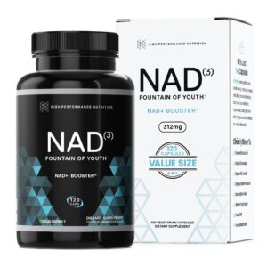 hpn supplements nad3 nad+ booster | size 2 month supply | clinically proven & independently tested - metabolic repair | 312 mg/ serving - 120 capsules