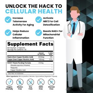 HPN Supplements NAD3 NAD+ Booster | Size 2 Month Supply | Clinically Proven & Independently Tested - Metabolic Repair | 312 mg/ Serving - 120 Capsules