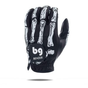 bg bender golf glove | wear on left | (black bones, mens xl)