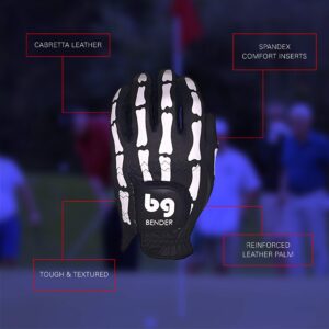 BG Bender Golf Glove | Wear On Left | (Black Bones, Mens XL)