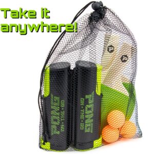 Pong on The Go Portable Table Tennis Playset - Comes with Net, 2 Black/Green Paddles, 3 Balls, and Carry Bag - Indoor/Outdoor Tabletop Travel Game Alternative to Pong Tables for All Ages