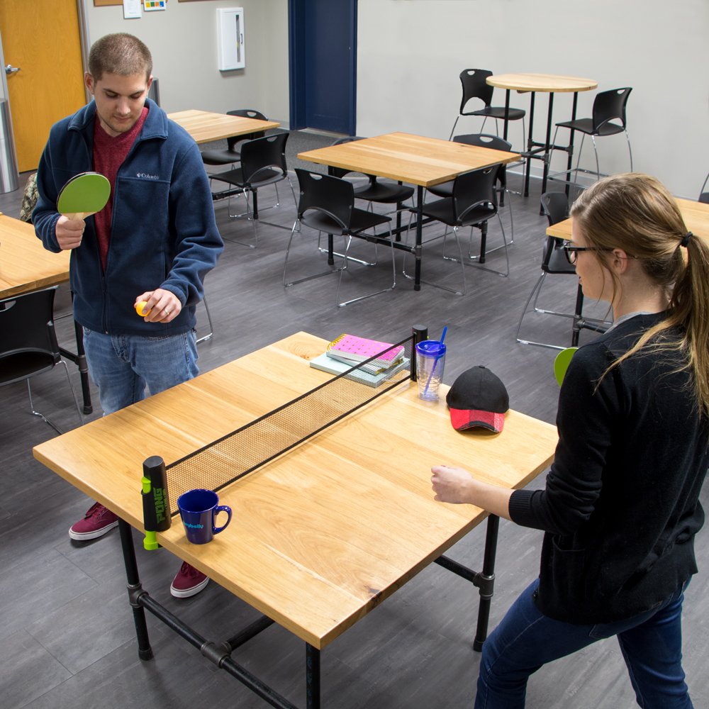 Pong on The Go Portable Table Tennis Playset - Comes with Net, 2 Black/Green Paddles, 3 Balls, and Carry Bag - Indoor/Outdoor Tabletop Travel Game Alternative to Pong Tables for All Ages