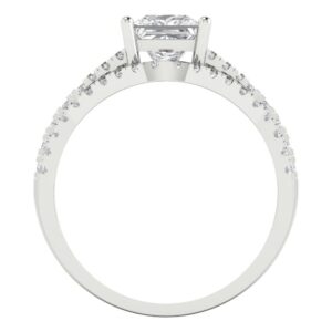 Clara Pucci 3.36 ct Princess Cut Clear Simulated Diamond 14k White Gold Solitaire W/Accents Wedding Engagement Bridal Ring Band Set Sz 7