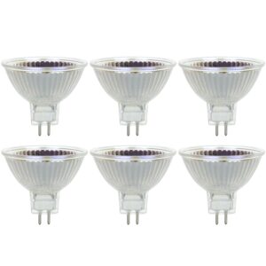 6 Pack Sunlite 75 Watt, 38 Flood, MR16 Mini Reflector, GU5.3 Bi-Pin Base