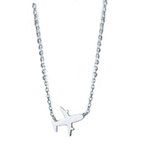 helen de lete original frosted women's airplane 925 sterling silver collar necklace