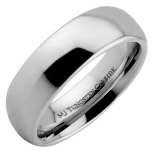 MJ Metals Jewelry Custom Engraving 7mm Polished Tungsten Carbide Mirror Finished Wedding Band COMFORT FIT Ring Size 15