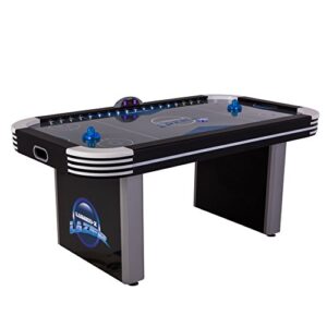 triumph sports usa lumen-x lazer 6’ interactive air hockey table featuring all-rail led lighting and in-game music