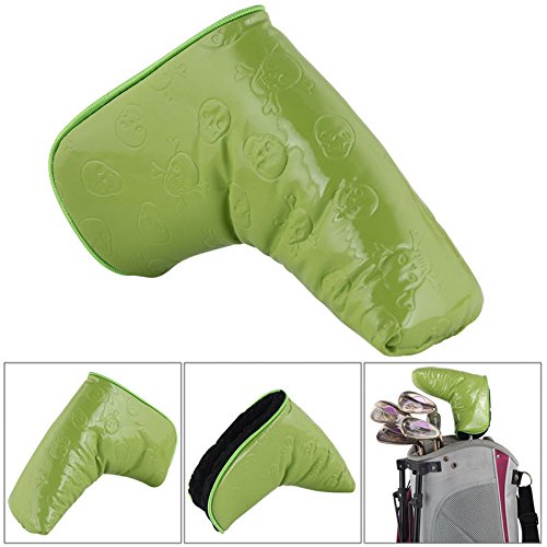 Green Skull PU Leather Putter Cover Headcover For Titleist Ping Blade Taylormade