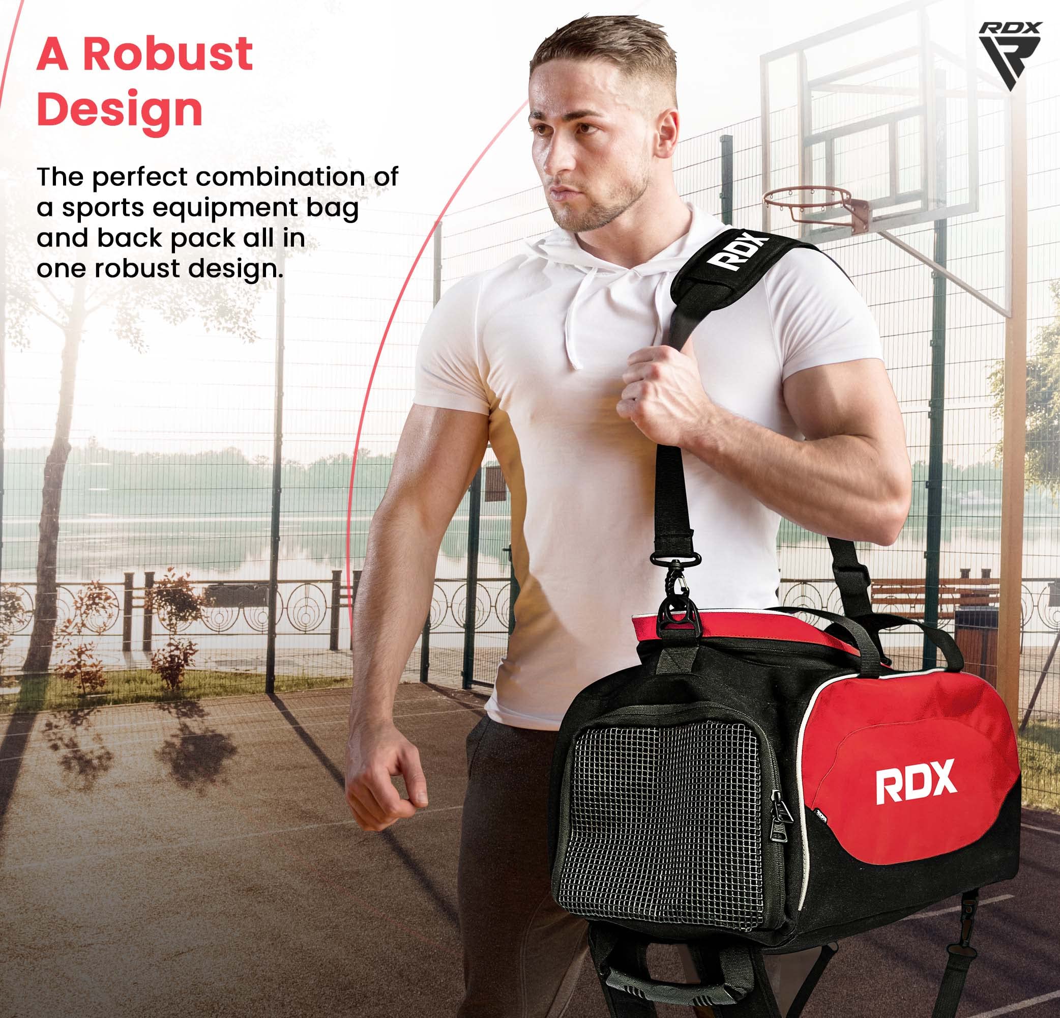 RDX Kit Bag Gym Duffle Sports Holdall Gear MMA Fitness Exercise Equipment Backpack Hiking Luggage Shoulder Sportswear Lightweight Rucksack Handles Running Zipper Travel Carry on Shoe Compartment