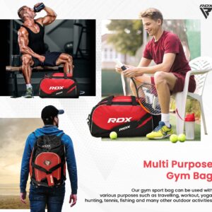 RDX Kit Bag Gym Duffle Sports Holdall Gear MMA Fitness Exercise Equipment Backpack Hiking Luggage Shoulder Sportswear Lightweight Rucksack Handles Running Zipper Travel Carry on Shoe Compartment