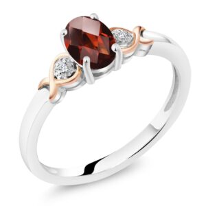 gem stone king 925 sterling silver and 10k rose gold 7x5mm oval gemstone birthstone and diamond accent engagement ring | wedding anniversary promise ring for women | available in size 5-9