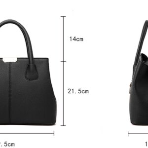 Covelin Women's Top-handle Cross Body Handbag Middle Size Purse Durable Leather Tote Bag Black