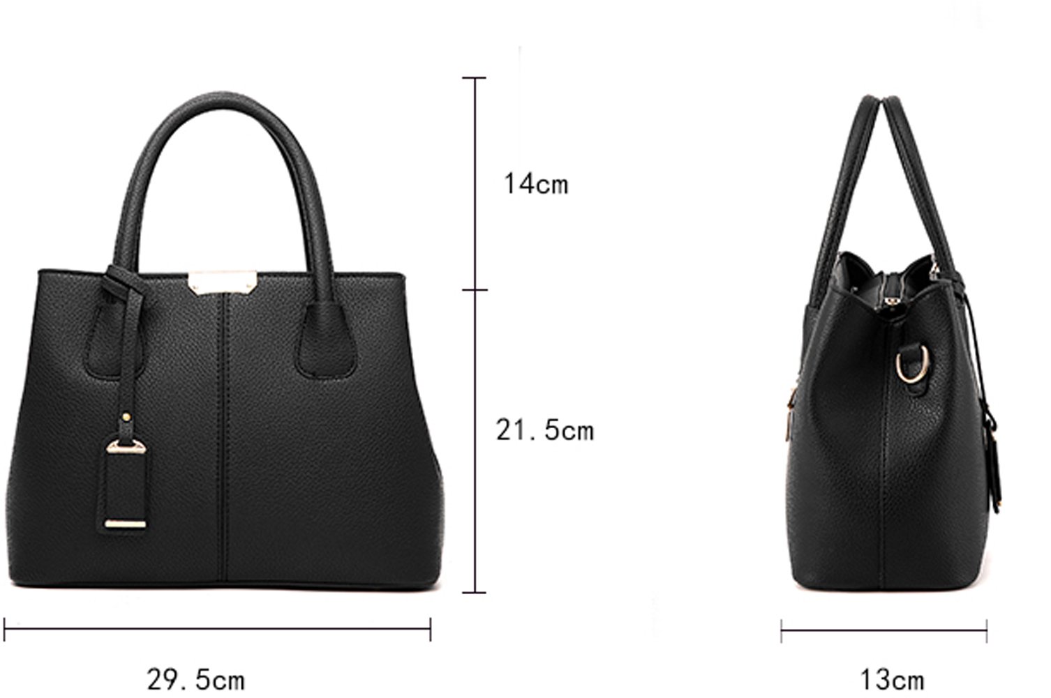 Covelin Women's Top-handle Cross Body Handbag Middle Size Purse Durable Leather Tote Bag Black