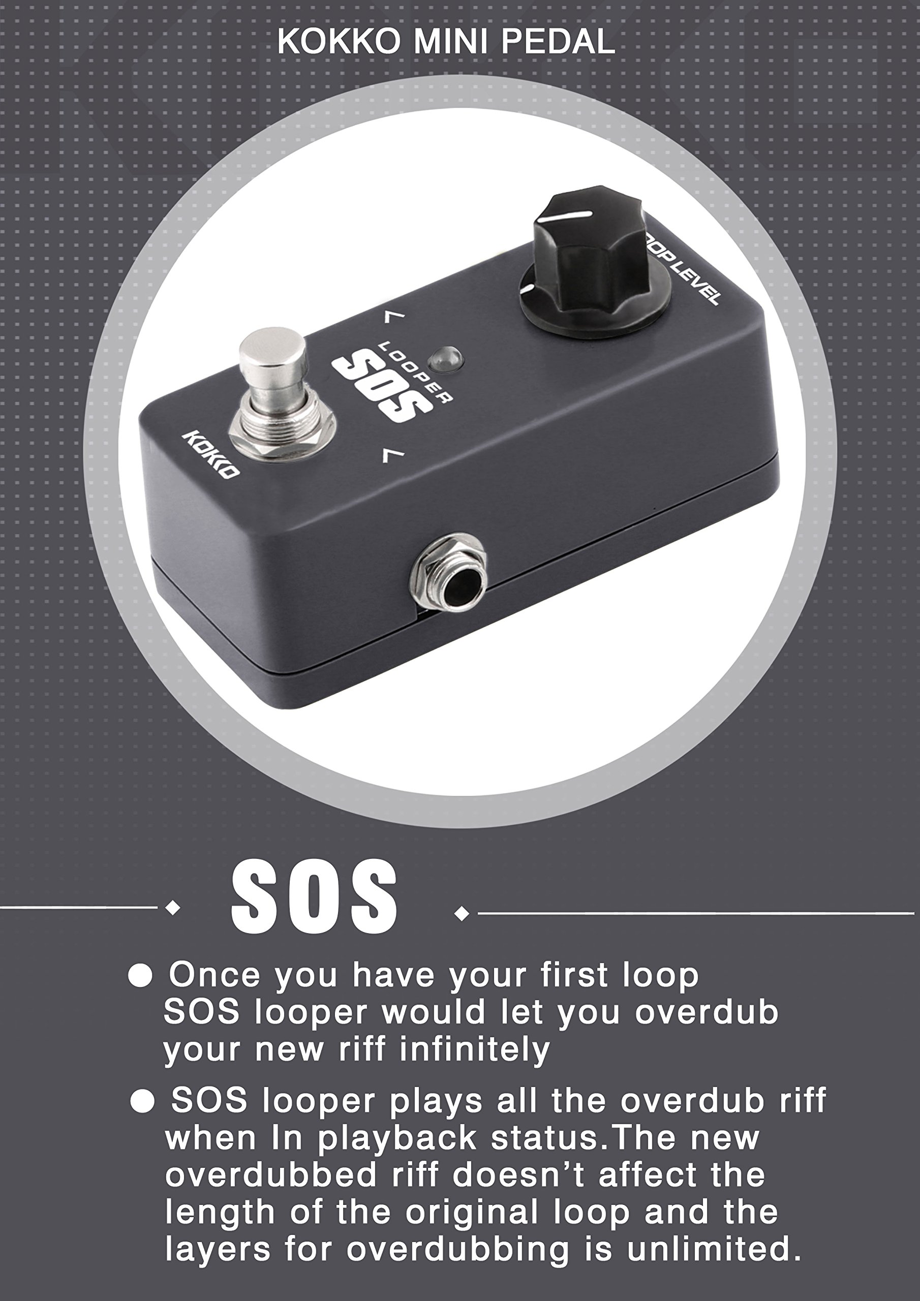 Mini SOS Looper Pedal Portable Guitar Effect Pedal/KOKKO/FLP2, not including power adapter