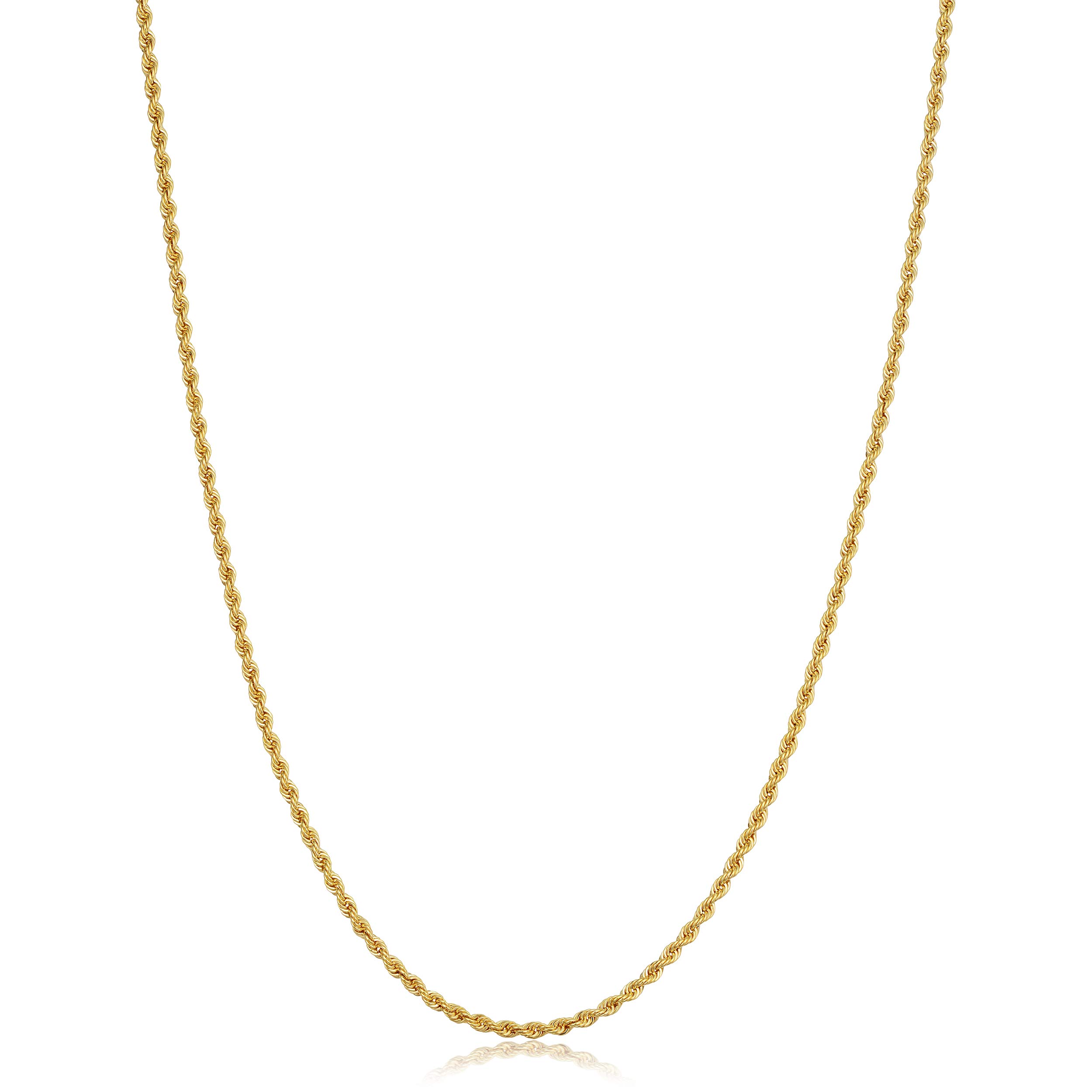 Kooljewelry 10k Yellow Gold Rope Chain Necklace (1.5 mm, 26 inch)