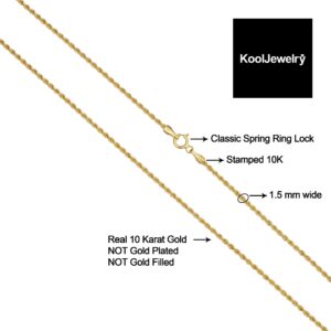 Kooljewelry 10k Yellow Gold Rope Chain Necklace (1.5 mm, 26 inch)