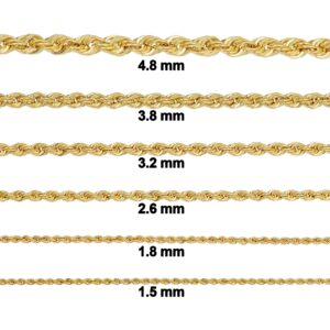 Kooljewelry 10k Yellow Gold Rope Chain Necklace (1.5 mm, 26 inch)