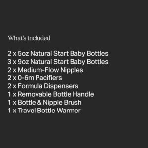 Tommee Tippee Natural Start Ready for Baby Bottle Set, 5oz and 9oz Anti-Colic Bottles, Slow and Medium Flow Nipples, 0-6 month pacifiers, Self-Sterilizing