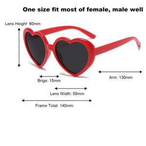 Armear Women Fashion Oversized Heart Sunglasses Retro Lady Girl Cute Love Shaped Large Plastic Eyeglasses Red