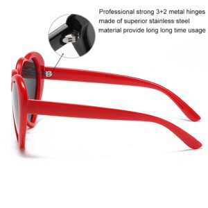 Armear Women Fashion Oversized Heart Sunglasses Retro Lady Girl Cute Love Shaped Large Plastic Eyeglasses Red